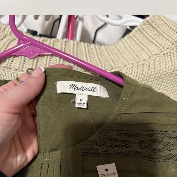 Madewell Lace-Insert Pintucked Long-Sleeve Top - Picture 4 of 4